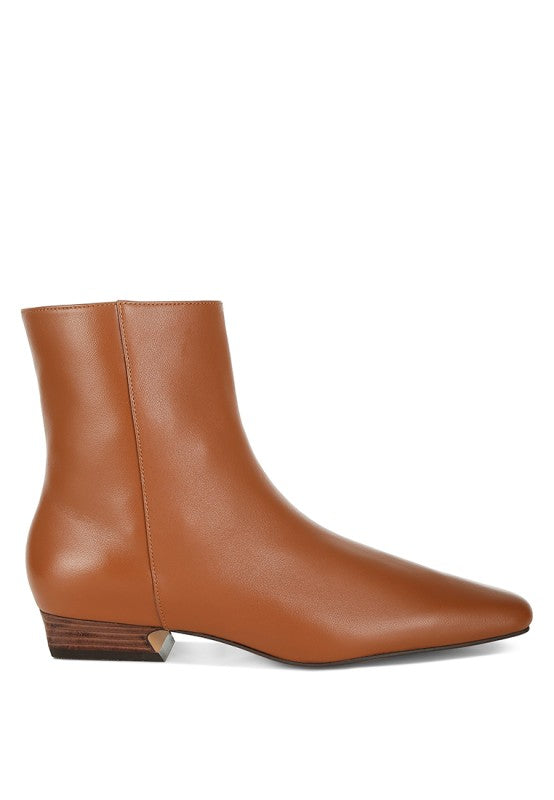 Obita Flared Heel Genuine Leather Boots