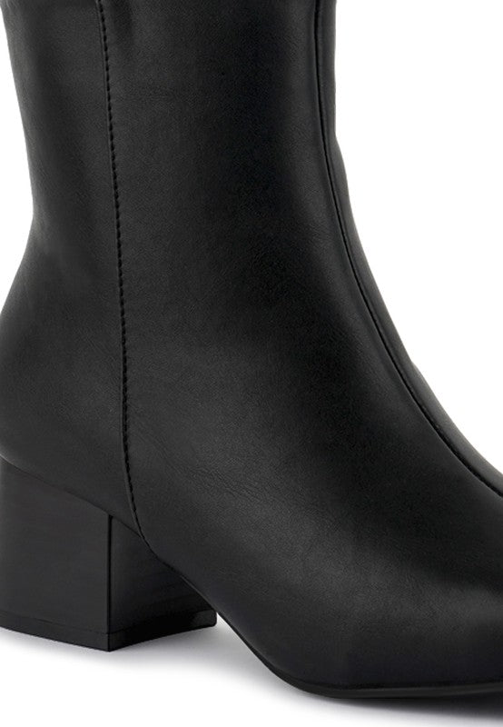 Davia Leather Square Toe Ankle Boots