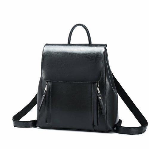 European American Style Leather Backpack For Young Ladies