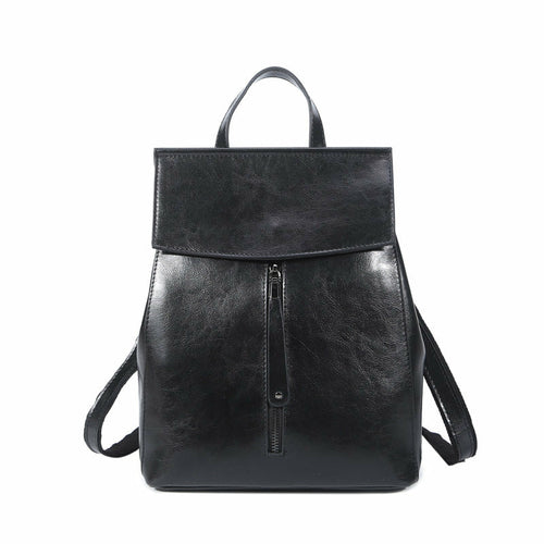 Korean Fashion All-Match Oil Wax Leather Backpack