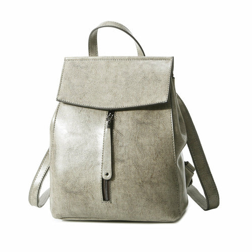Korean Fashion All-Match Oil Wax Leather Backpack