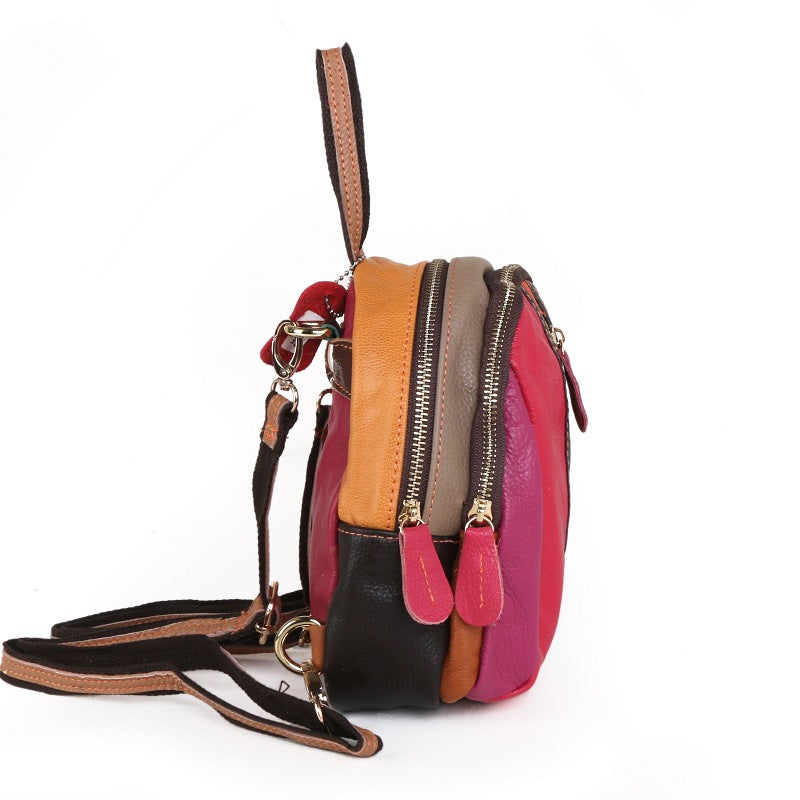 Woman's Leather Backpack With Small Cross-Slung