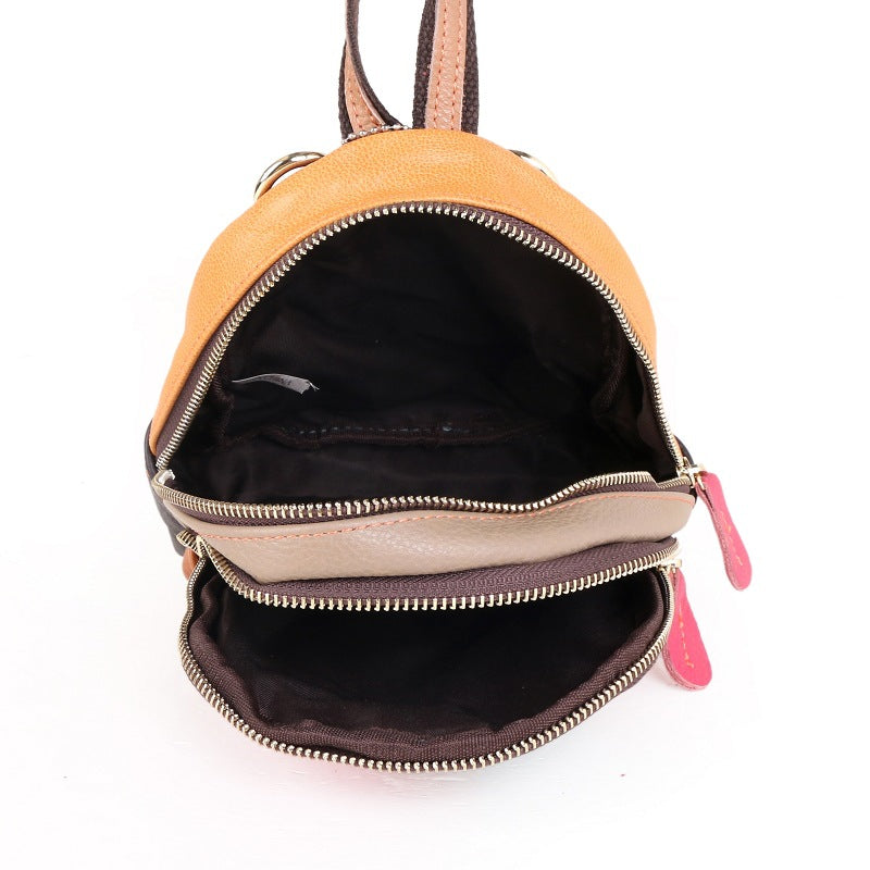 Woman's Leather Backpack With Small Cross-Slung