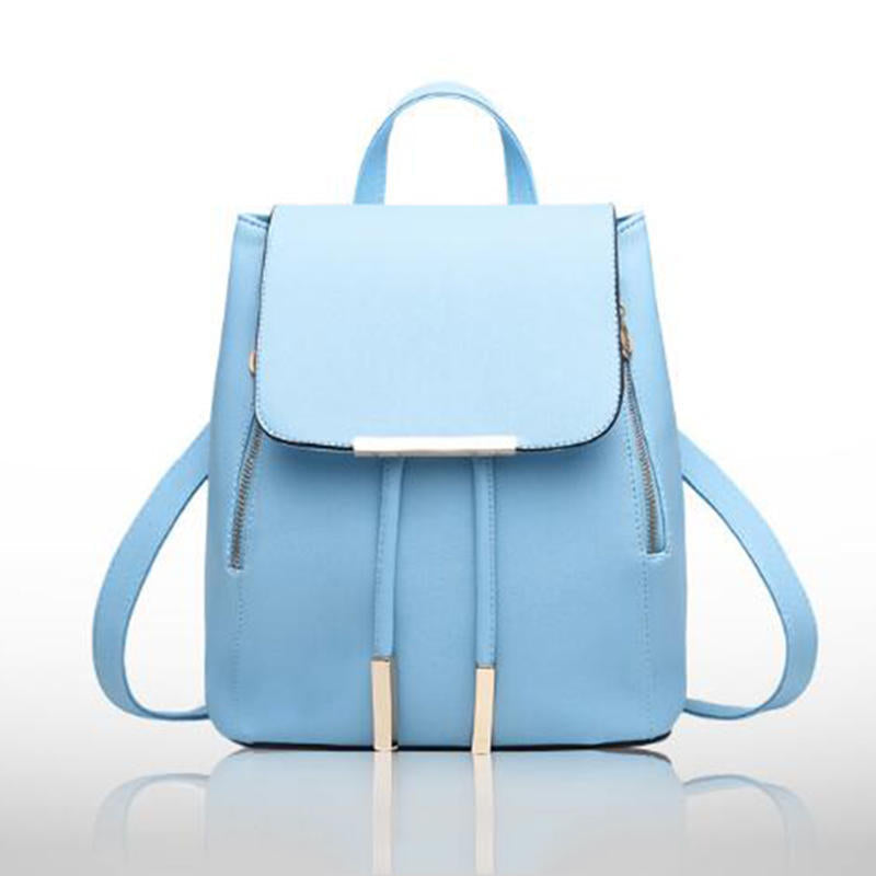 PU Leather College Style Casual Backpack For Young Ladies