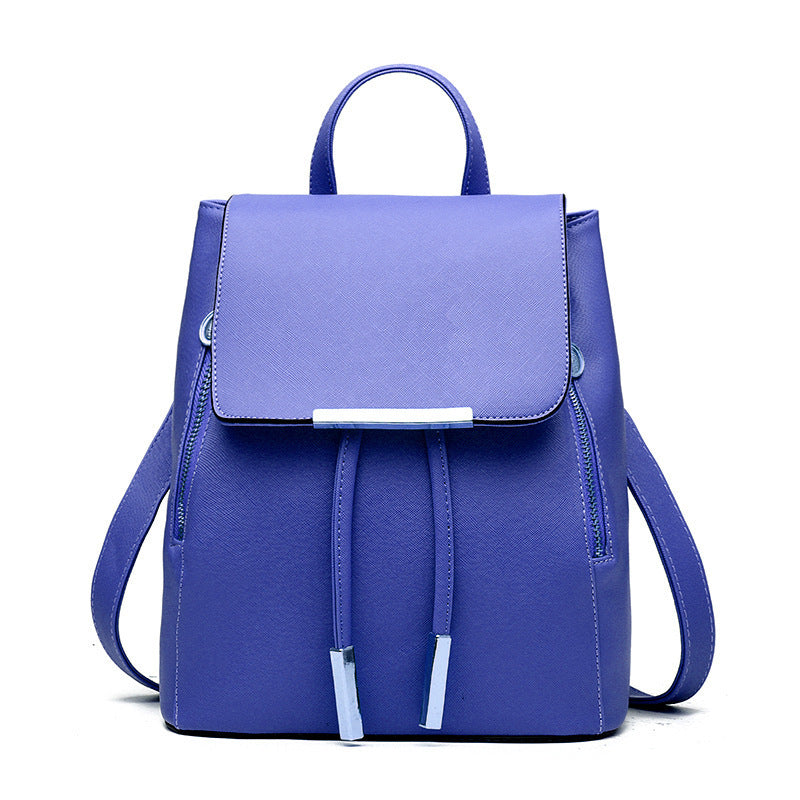 PU Leather College Style Casual Backpack For Young Ladies