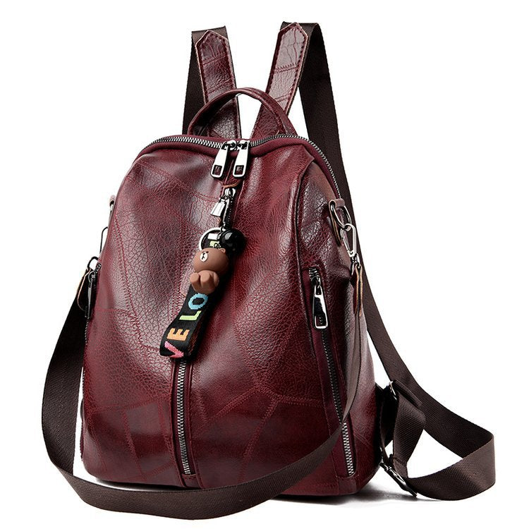 Casual Plain PU Leather Backpack For Women