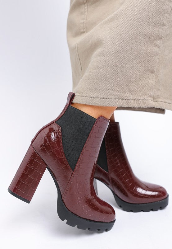 Foxy Faux Leather Croc Chelsea Boots