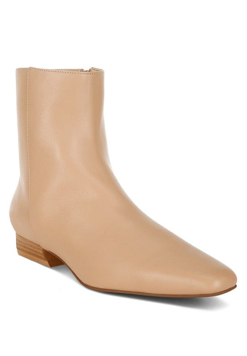 Obita Flared Heel Genuine Leather Boots