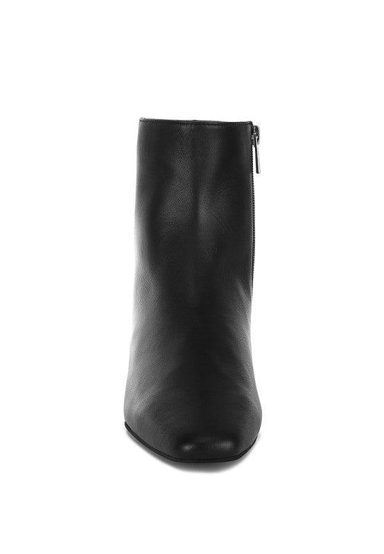 Obita Flared Heel Genuine Leather Boots