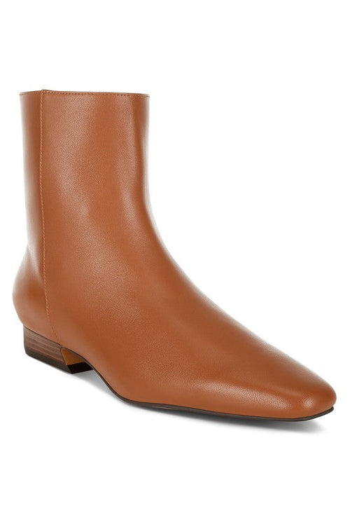 Obita Flared Heel Genuine Leather Boots