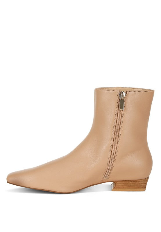 Obita Flared Heel Genuine Leather Boots