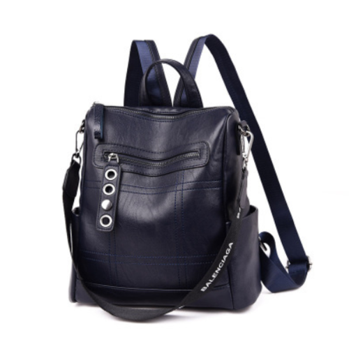 High Quality Solid Color Leather Backpack For Women