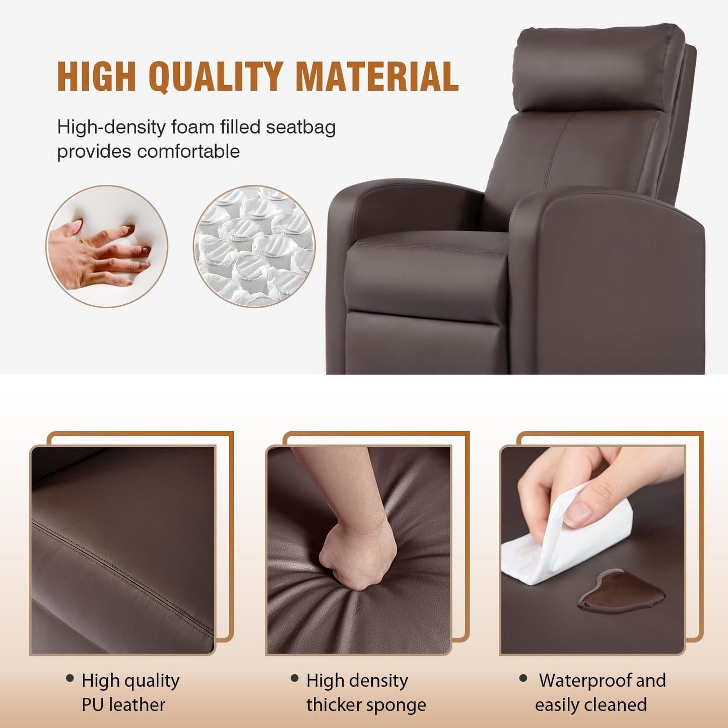 Recliner Chair Single Reclining Sofa Leather Chair Home Theater