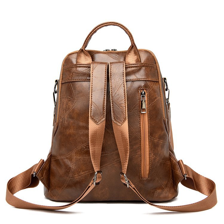 Casual Plain PU Leather Backpack For Women