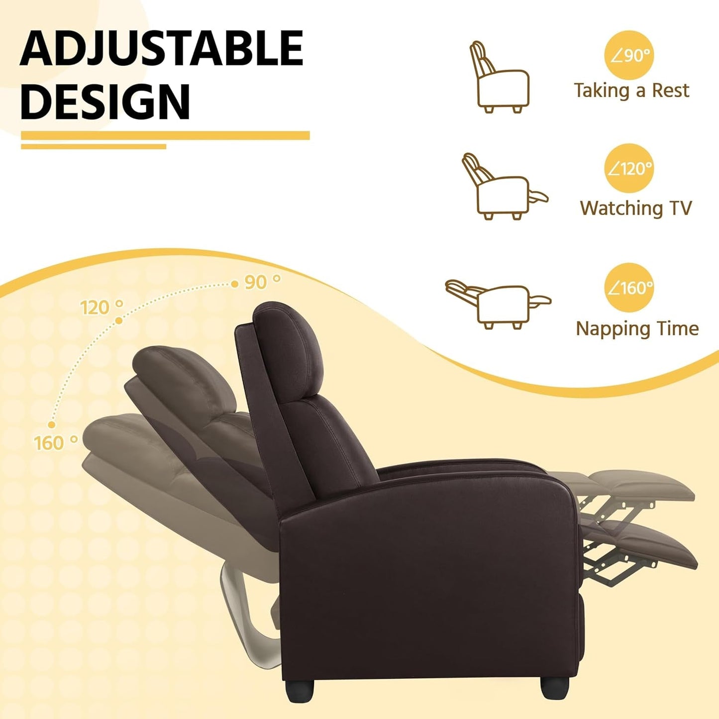 Recliner Chair Faux Leather Recliner Sofa Adjustable Modern Recliner