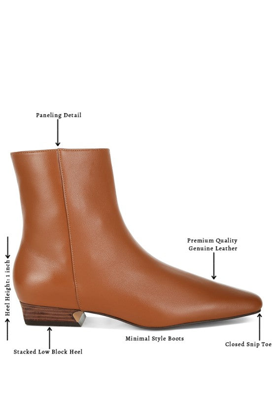 Obita Flared Heel Genuine Leather Boots