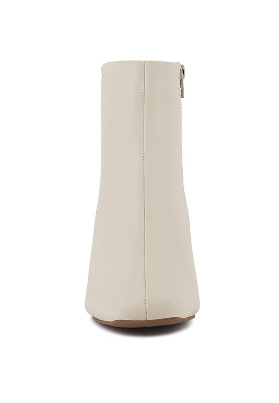 Davia Leather Square Toe Ankle Boots