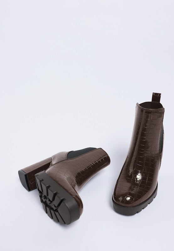 Foxy Faux Leather Croc Chelsea Boots