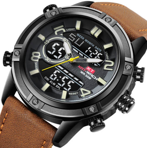 Sports Waterproof Leather Band Quartz Watch For Men