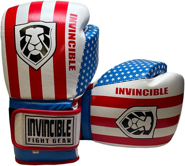 Invincible Fight Gear Hook and Loop Leather Training Boxing Gloves