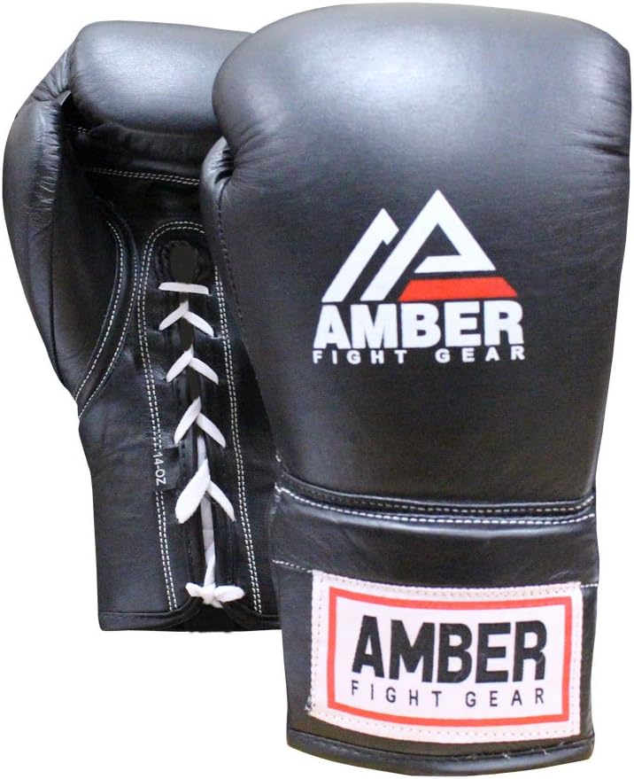 Professional Lace-Up All Leather Boxing Gloves - Top Grain Leather,