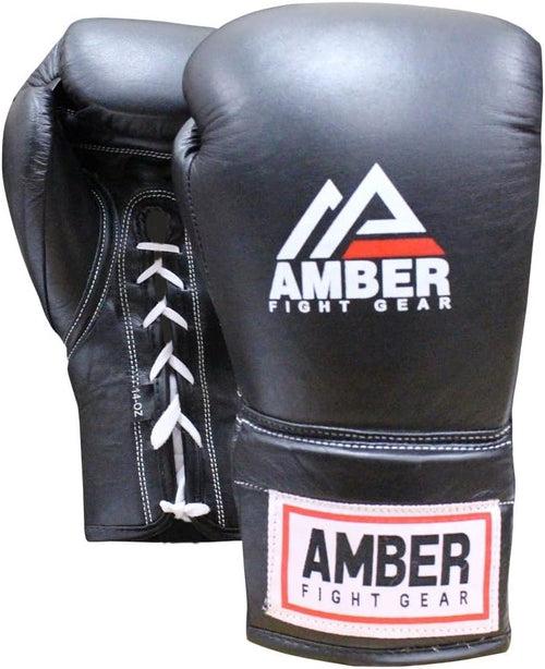 Professional Lace-Up All Leather Boxing Gloves - Top Grain Leather,