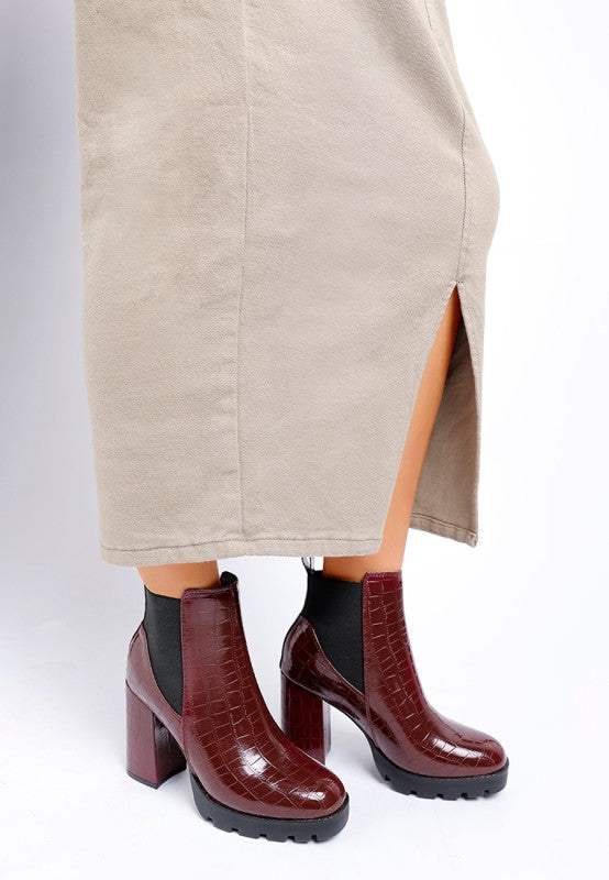Foxy Faux Leather Croc Chelsea Boots