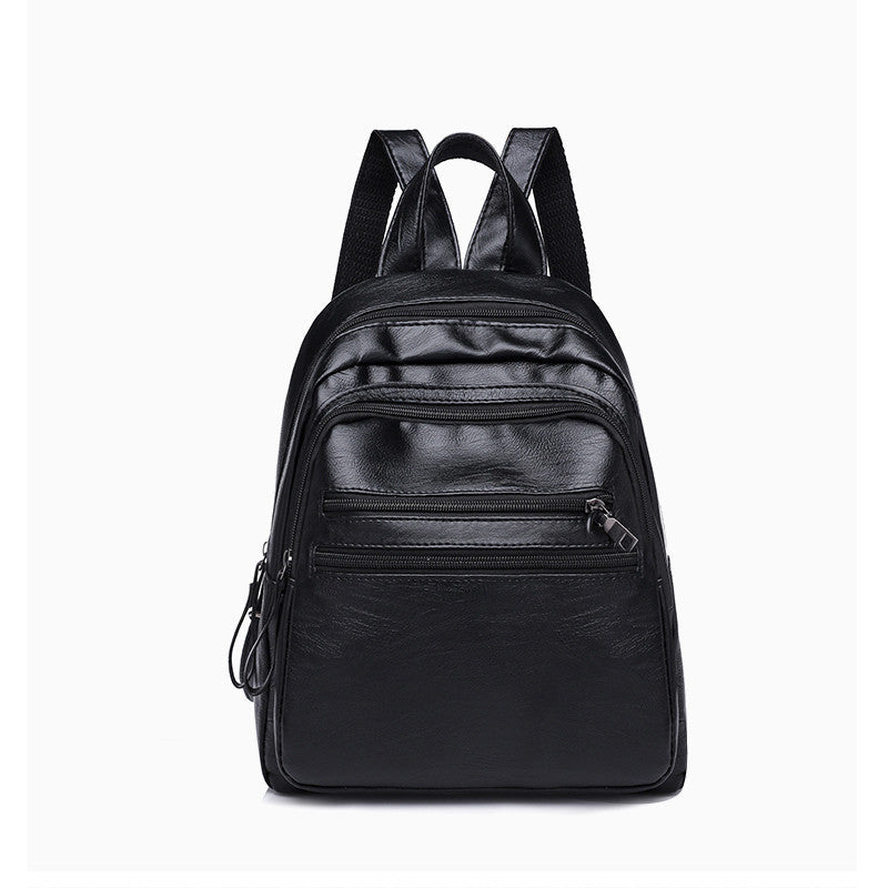 Fashion All-match Solid Color Lady's Leather Backpack