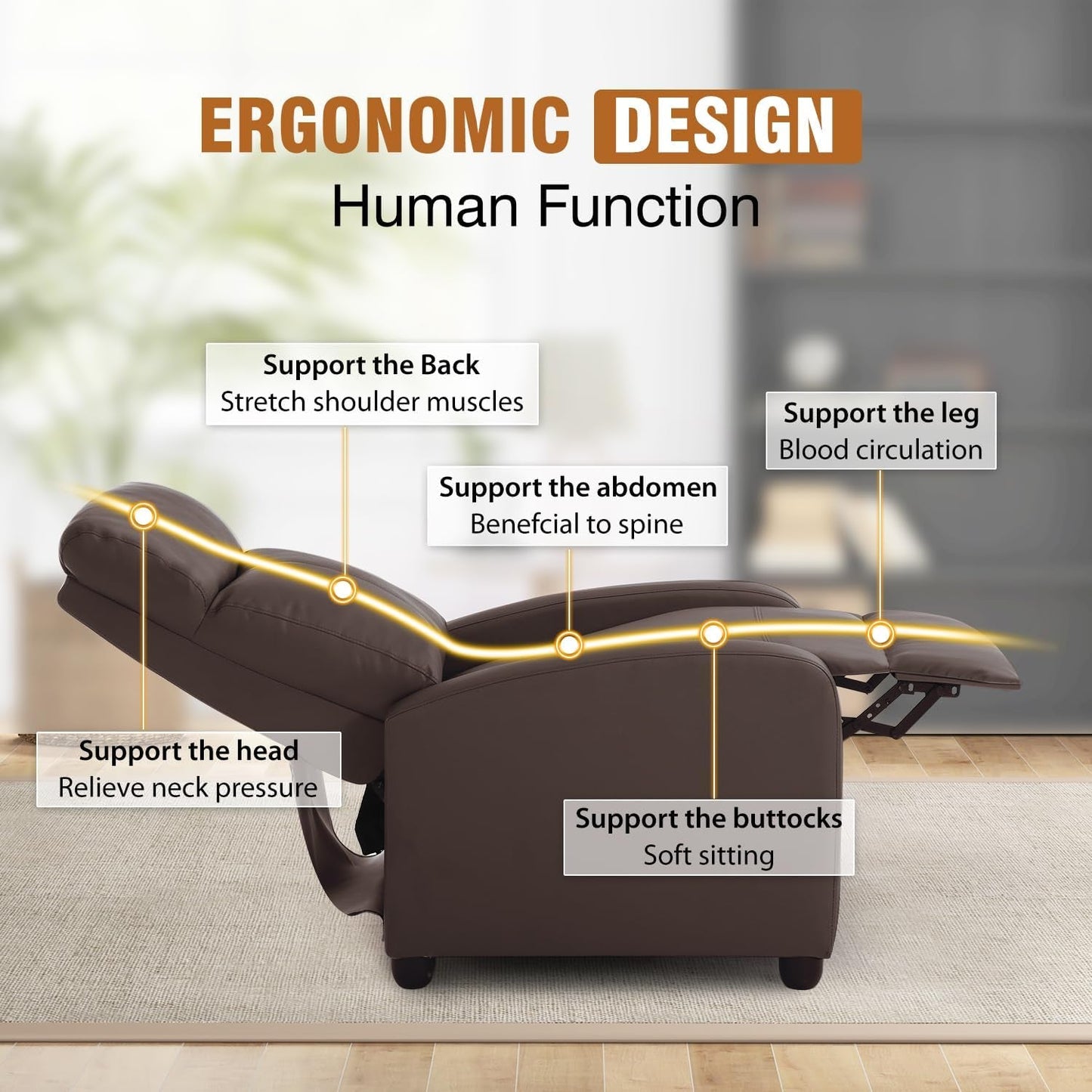 Recliner Chair Single Reclining Sofa Leather Chair Home Theater