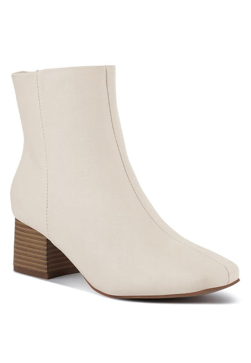 Davia Leather Square Toe Ankle Boots