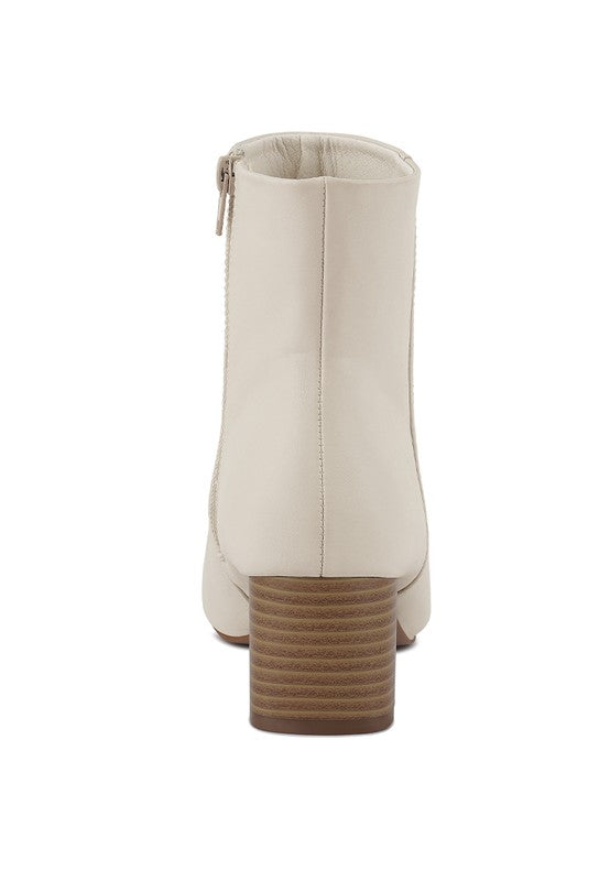 Davia Leather Square Toe Ankle Boots