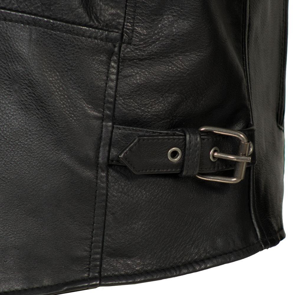 Indy Mens Black Real Cowhide Leather Motorcycle Jacket By First MFG Co