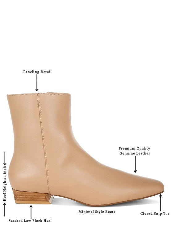 Obita Flared Heel Genuine Leather Boots