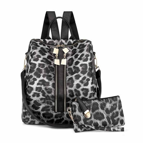 Fashionable Simple Women's Printed Leather Backpack