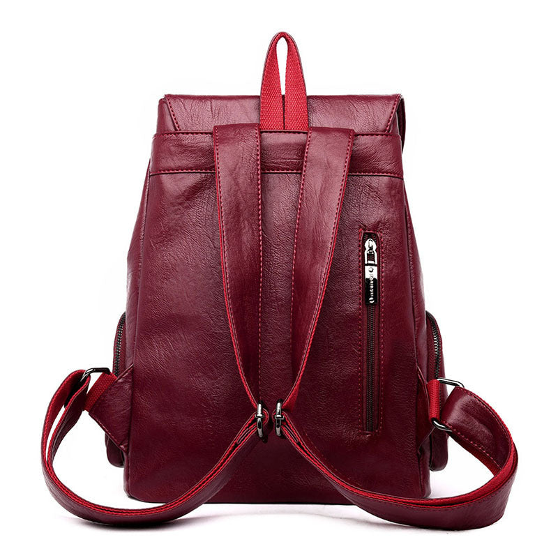 PU Leather European and American Style Ladies Backpack