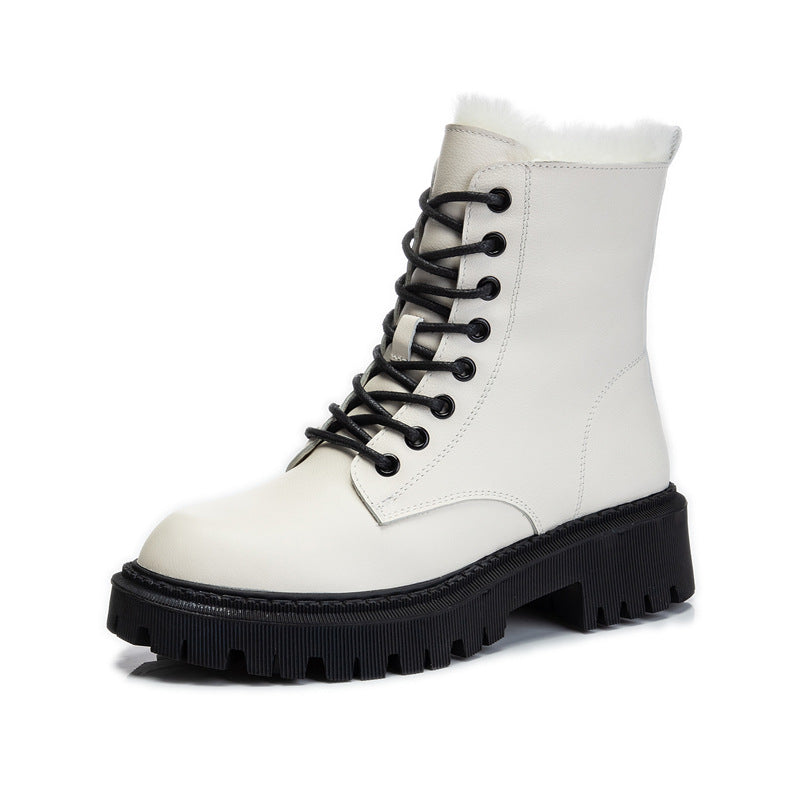 Genuine Wool Winter Boots Fall Season Leather High Heel