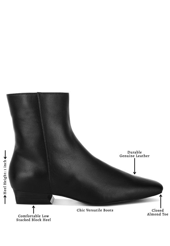 Obita Flared Heel Genuine Leather Boots