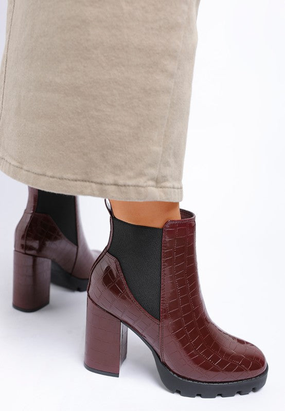 Foxy Faux Leather Croc Chelsea Boots