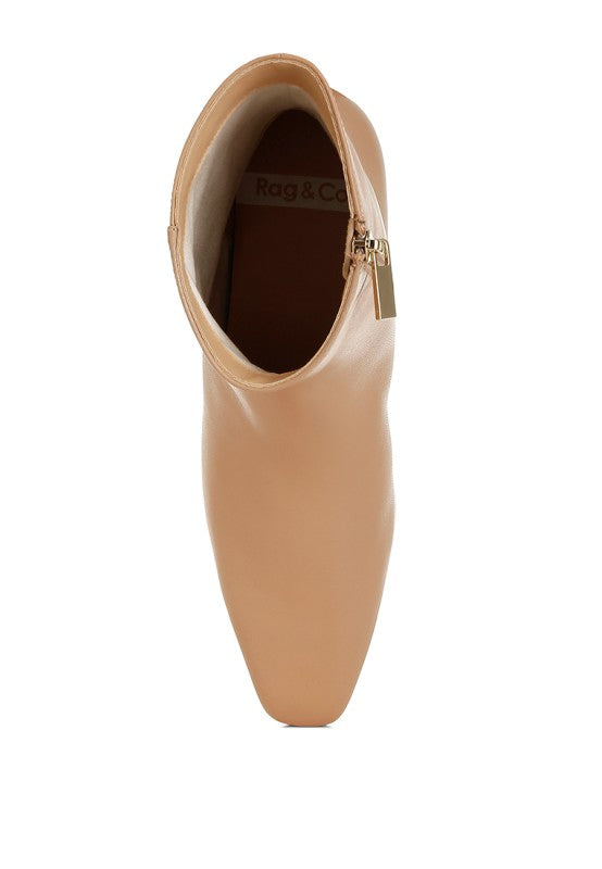 Obita Flared Heel Genuine Leather Boots