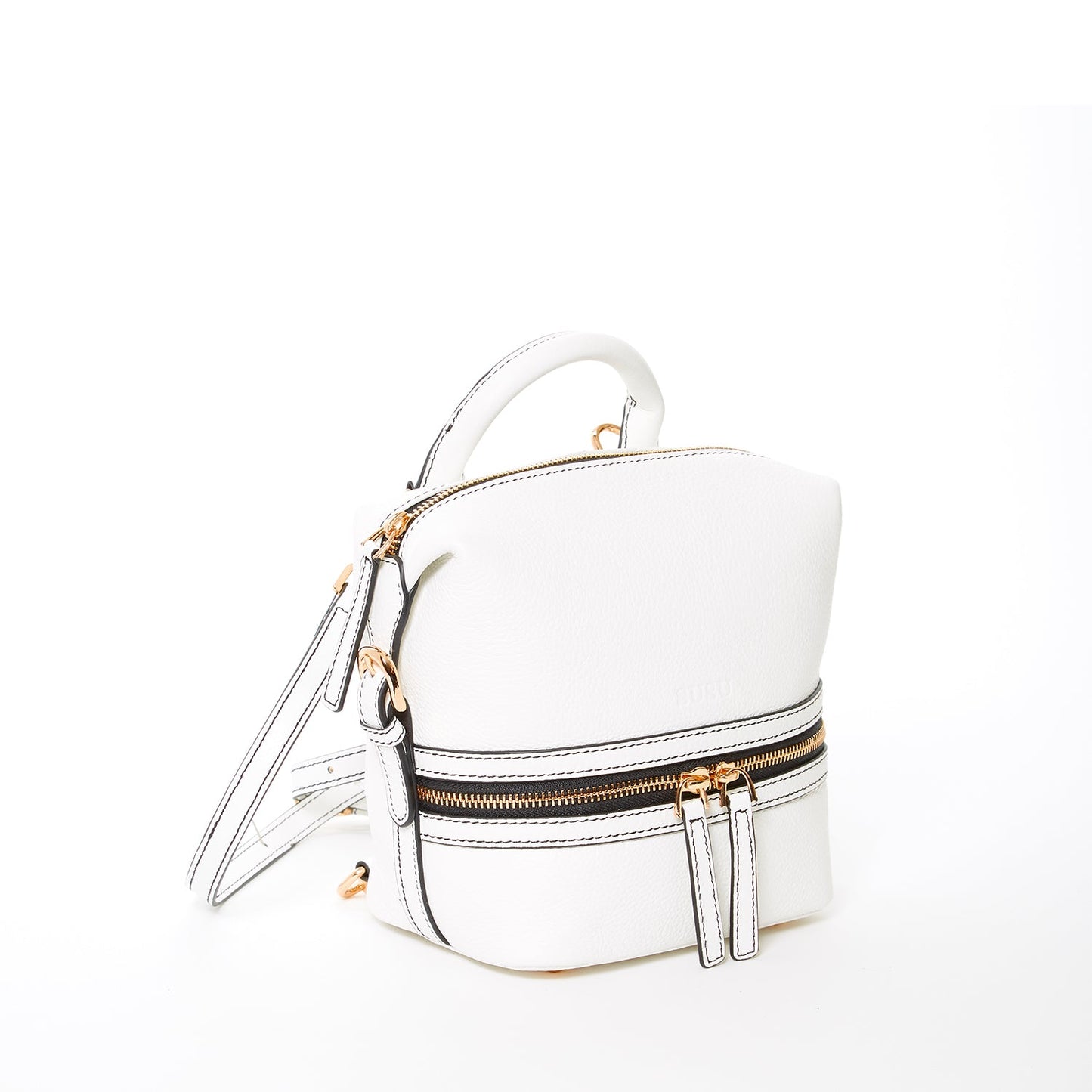 SUSU The Ashley White Leather Backpack Purse