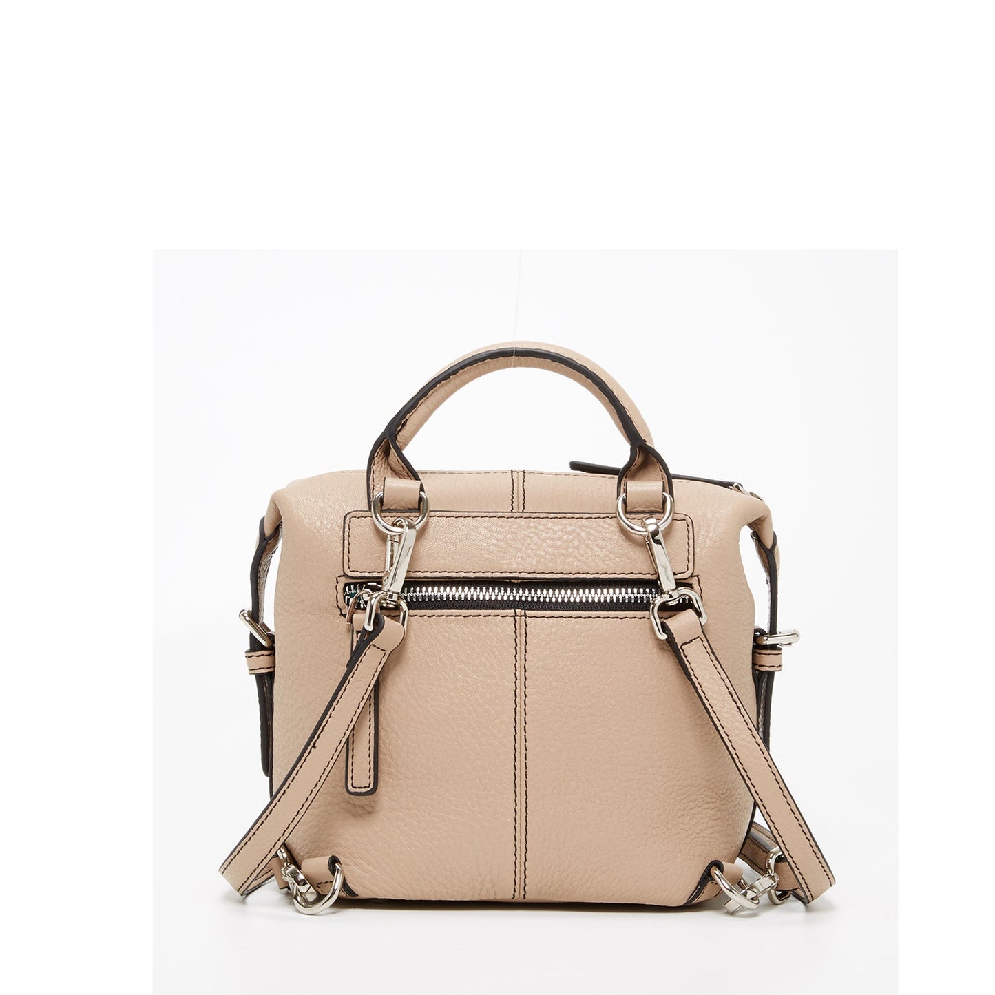 SUSU The Ashley Leather Backpack Purse Beige
