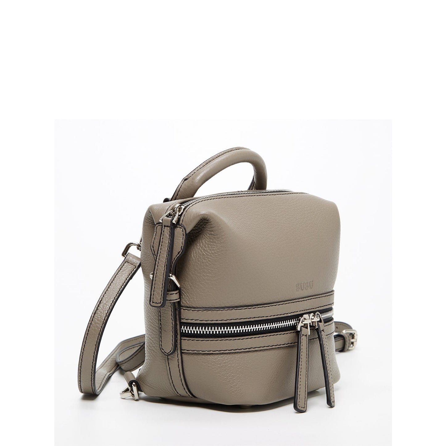 SUSU The Ashley Gray Leather Backpack Purse
