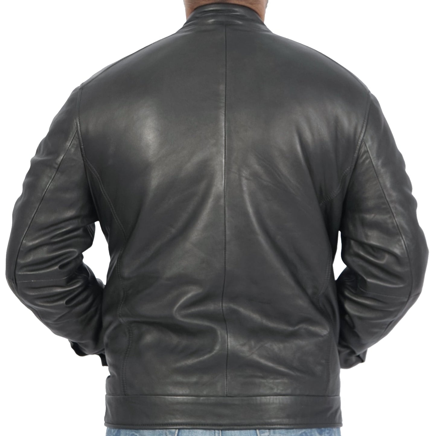 Boston Harbour Bruce Mens Black Genuine Leather Motorcycle Jacket