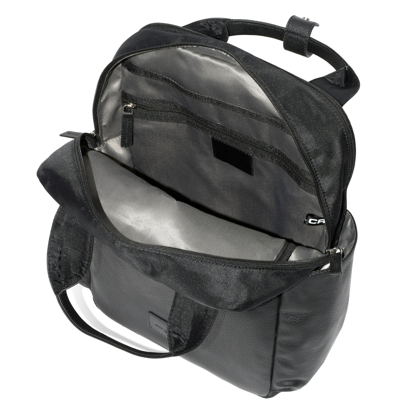 Leather Backpack with Double Handles and Multi Pockets
