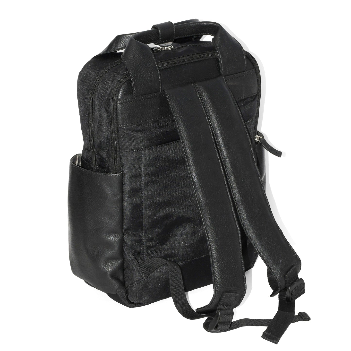 Leather Backpack with Double Handles and Multi Pockets