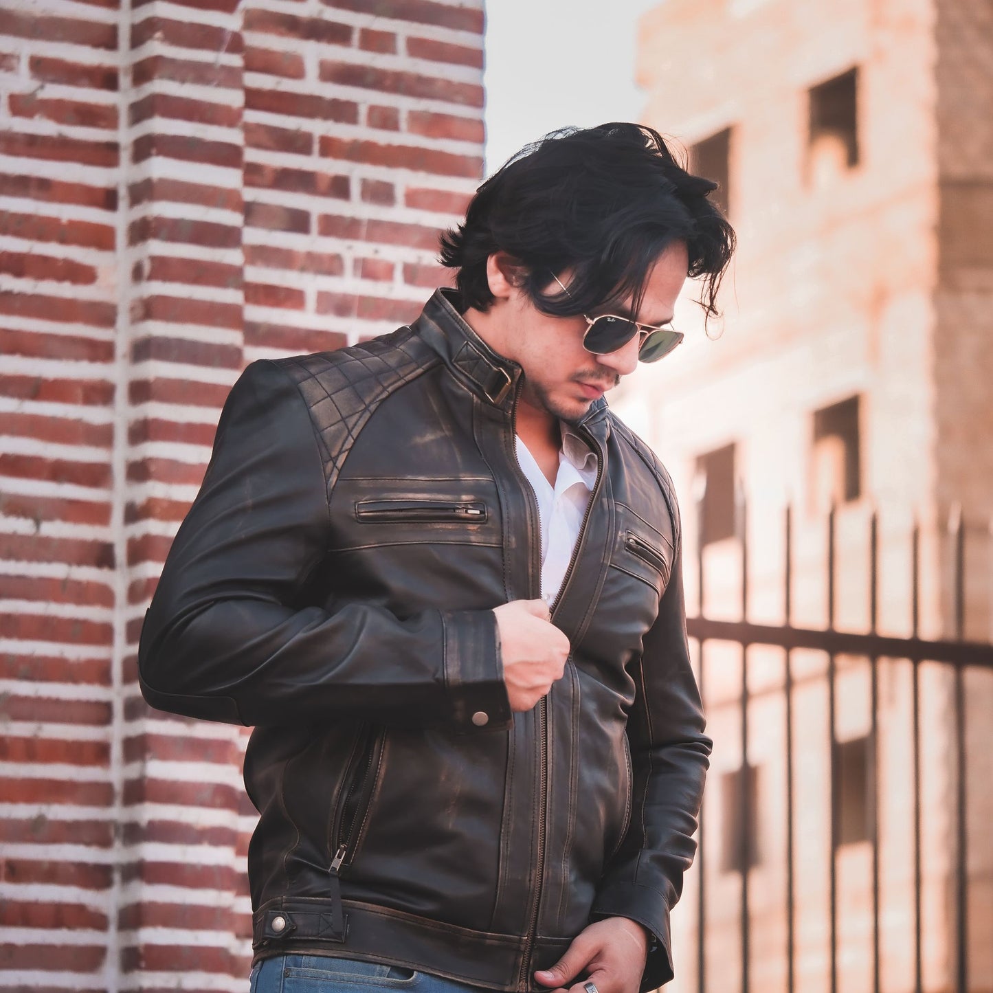 Jild Signature Diamond Vintage Black Lambskin Real Leather Jacket