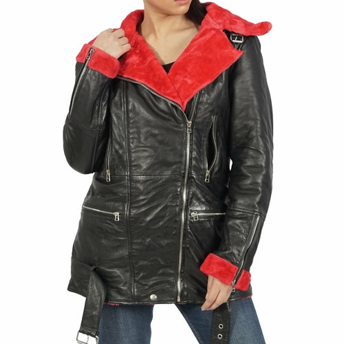 Elenore Ladies Long Leather Coat