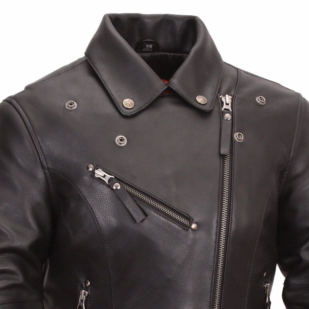 First MFG Scarlett Star Women's Cowhide Leather Motorcycle Jacket