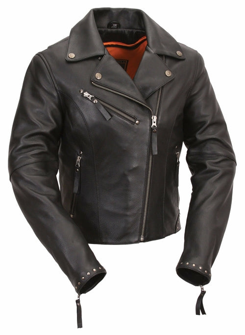 First MFG Scarlett Star Women's Cowhide Leather Motorcycle Jacket