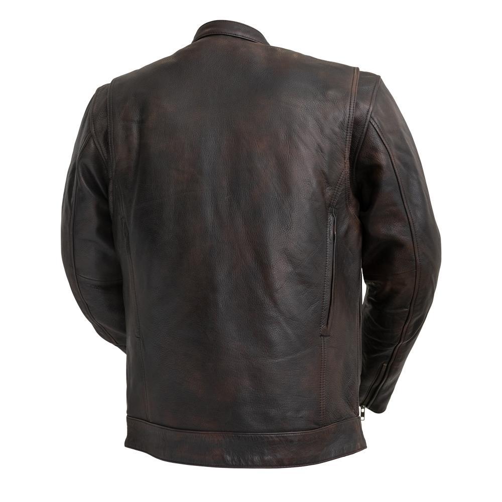 The Raider Mens Real Diamond Naked Cowhide Motorcycle Leather Jacket (Copper)